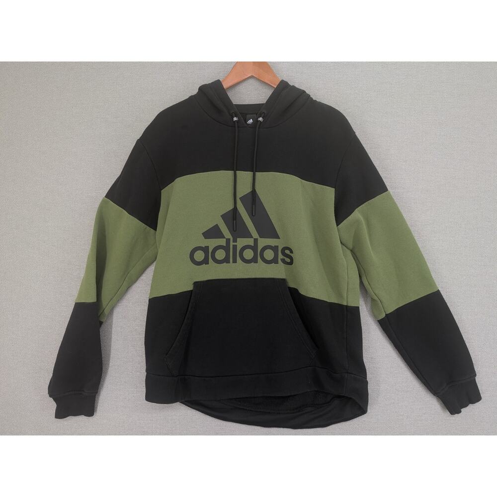 Men’s adidas Sport Pullover Fleece Hoodie Size Medium Black & Green